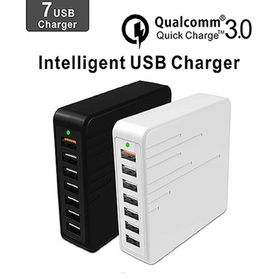 Szybkie inteligentne ładowanie wieloma telefonami z siedmioma portami USB